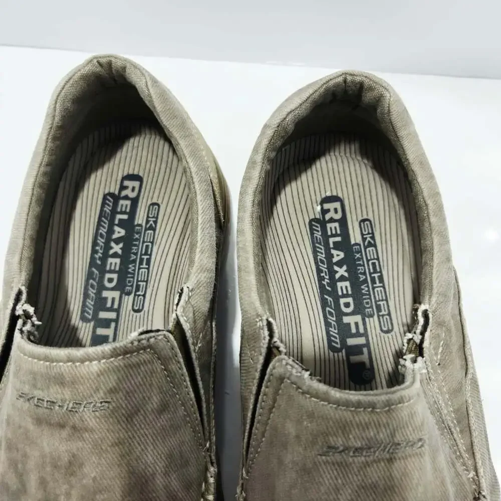 Skechers Expected Avillo Relaxed Fit Slip-On Shoes Size 14 Khaki Canvas